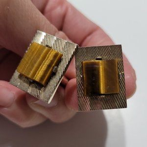 Vintage Rectangle Textured Cufflink Links Gold Tone